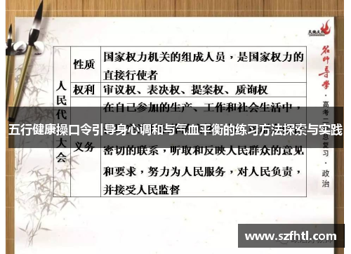 五行健康操口令引导身心调和与气血平衡的练习方法探索与实践